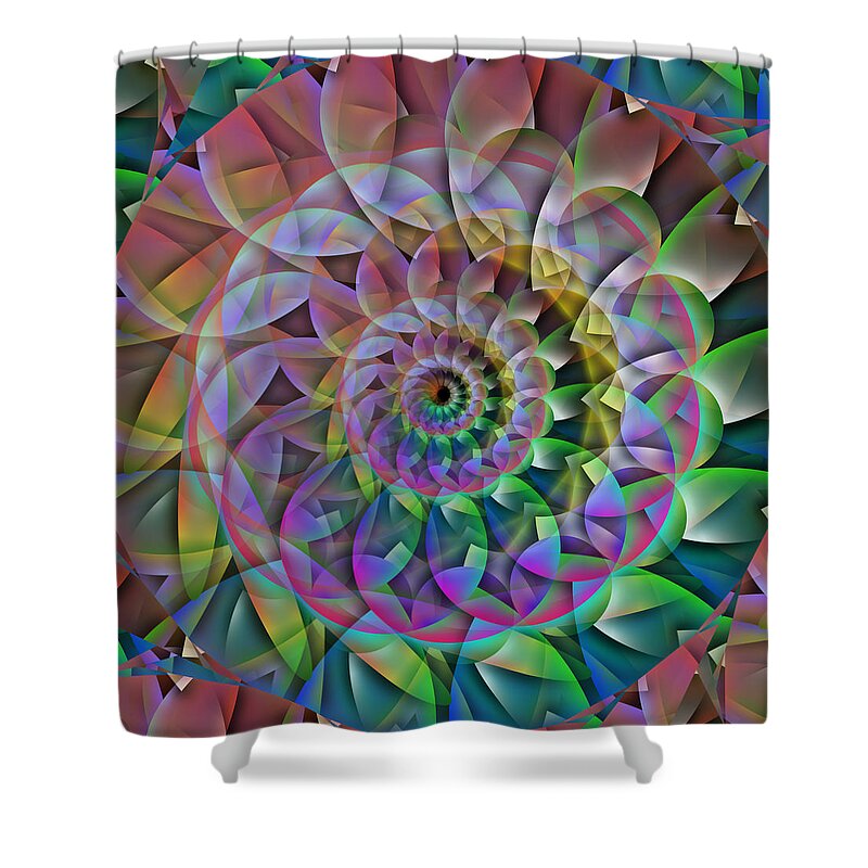 James Smullins Shower Curtain featuring the digital art Abstract pastel spiral by James Smullins