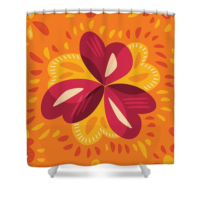Clover Shower Curtain featuring the digital art Abstract Pink And Yellow Clover by Boriana Giormova