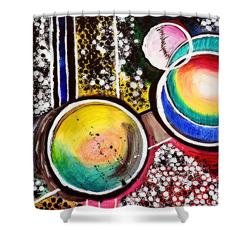 Abstract Shower Curtain featuring the painting Abstract PL22216A by Mas Art Studio