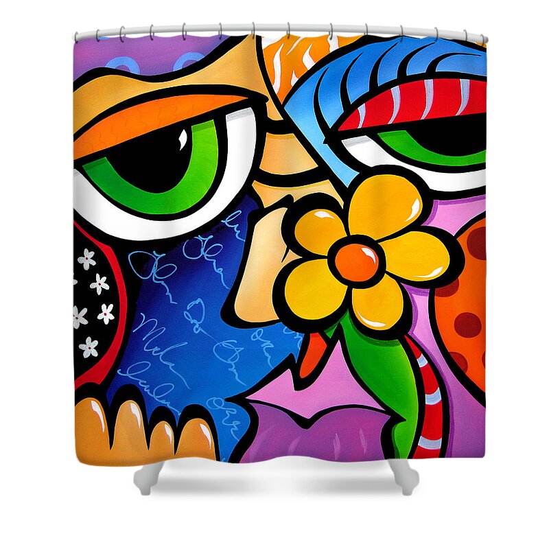 Pop Art Shower Curtain featuring the painting Abstract POP art original painting Scratch n Sniff by Fidostudio by Tom Fedro