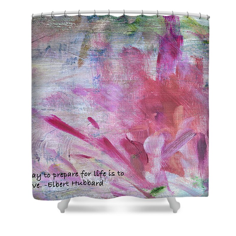 Abstract Framed Art Shower Curtain featuring the digital art Famous Quotes Hubbard by Patricia Lintner
