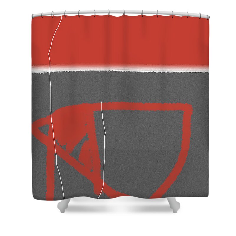 Abstract Shower Curtain featuring the painting Abstract Red by Naxart Studio