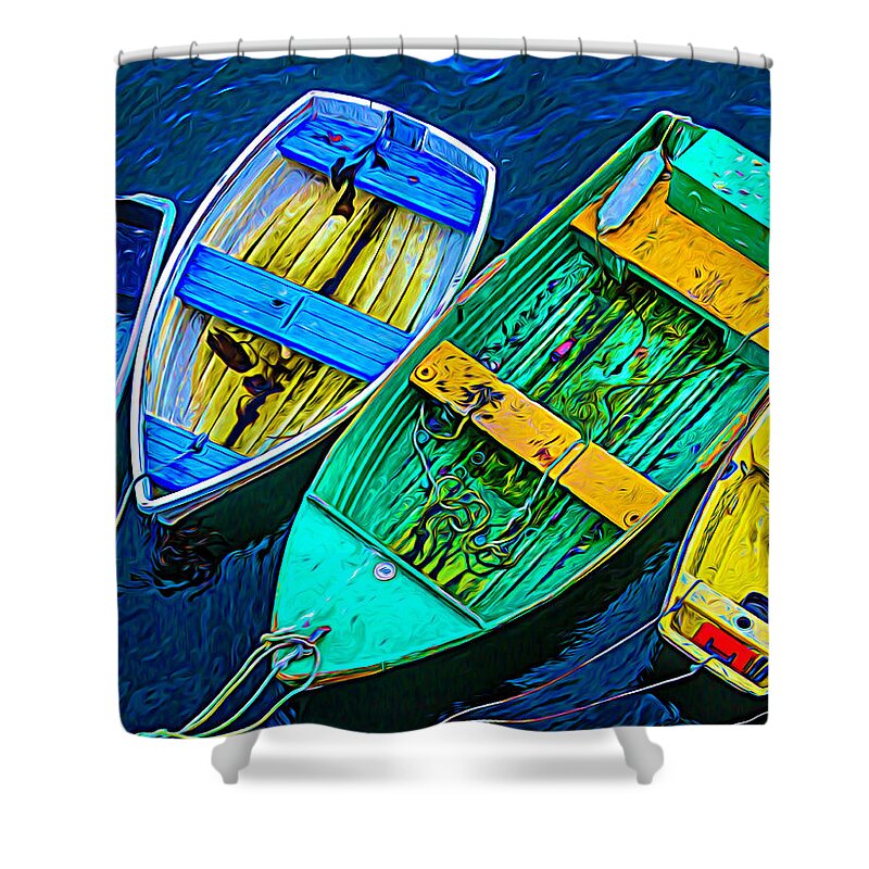 Three Shower Curtain featuring the photograph Abstract Rowboats by Garry Gay