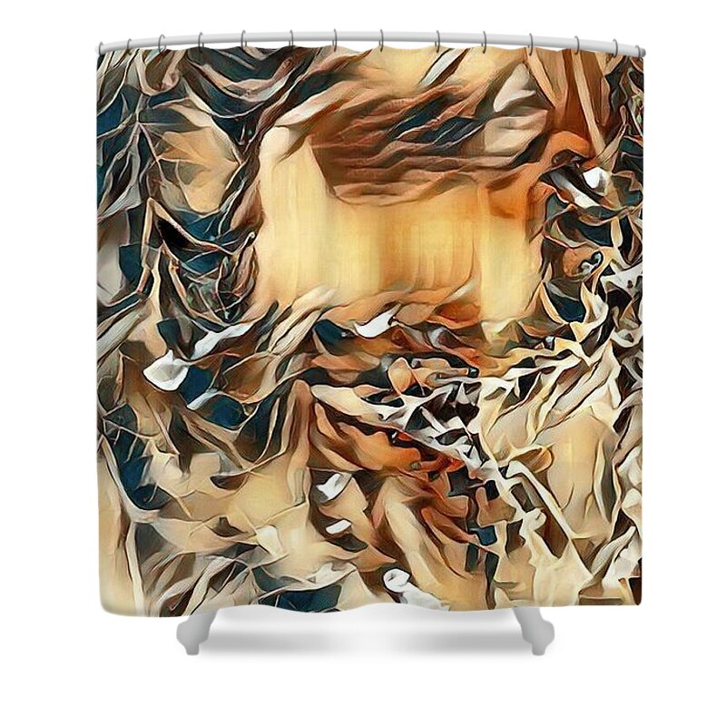 Abstract Side View Of Jesus Shower Curtain featuring the drawing Abstract Side View Of Jesus by Brenae Cochran