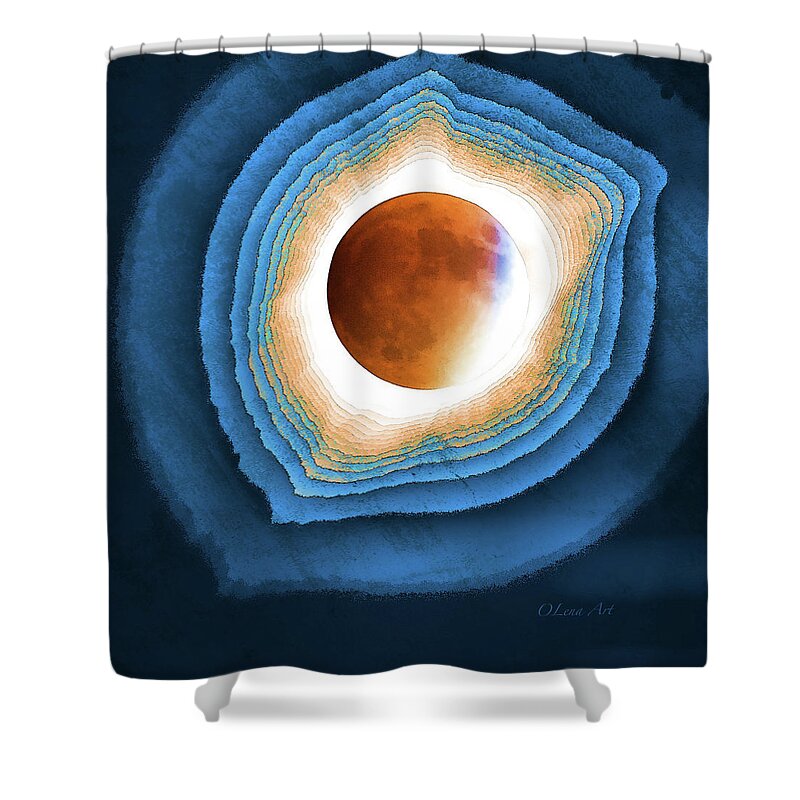  Shower Curtain featuring the digital art Abstract Solar Eclipse by OLena Art by Lena Owens - Vibrant DESIGN
