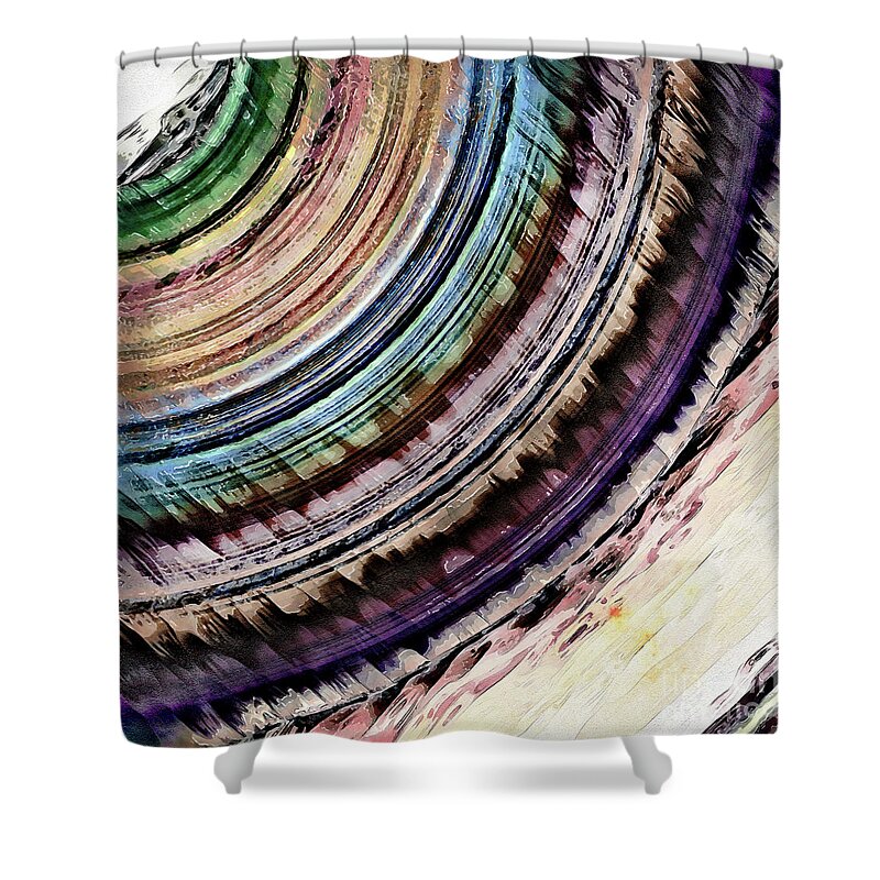 Texture Shower Curtain featuring the digital art Abstract Textural Rings by Phil Perkins