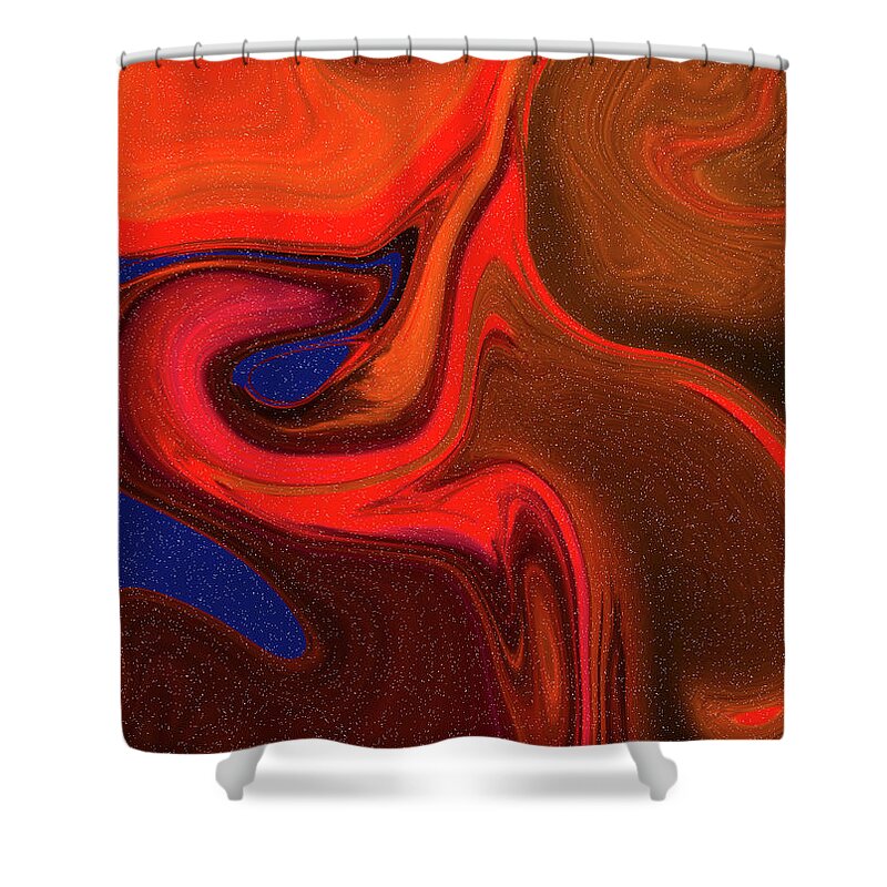 Abstract. Art Shower Curtain featuring the digital art Abstract Union 2 Vertical Fire by Lesa Fine