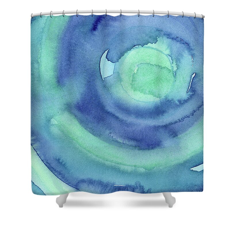 Pattern Shower Curtain featuring the painting Abstract Watercolor Aqua Blues by Olga Shvartsur
