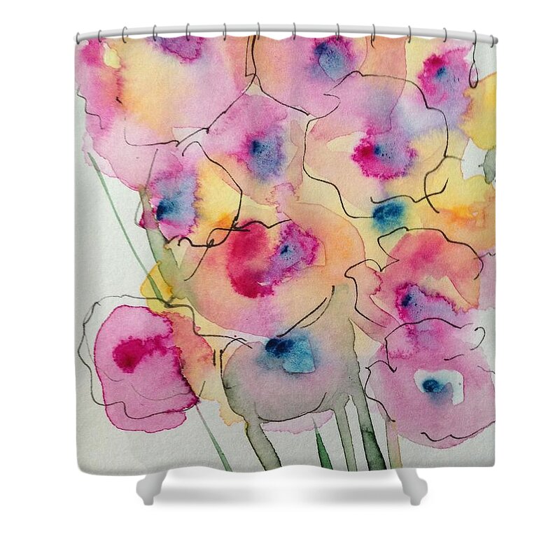 Flower Shower Curtain featuring the painting Abstract Wild Flowers by Britta Zehm