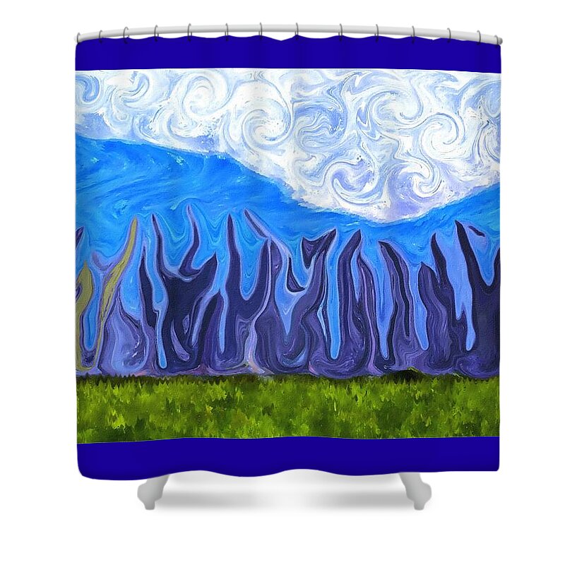 Abstract Shower Curtain featuring the digital art Abstract Wood Landscape Scene by Delynn Addams