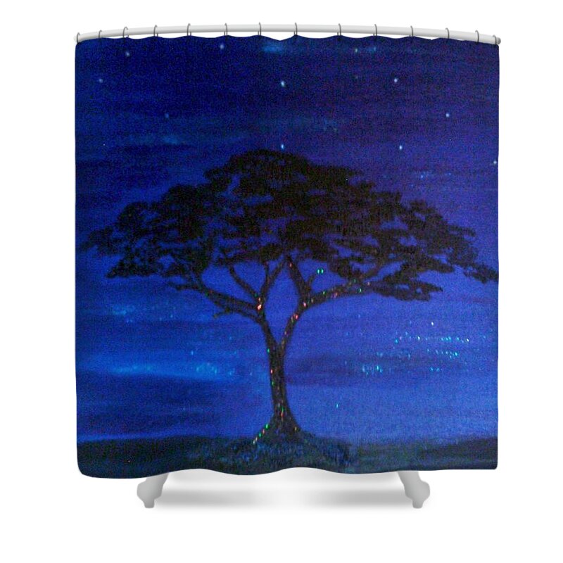  Shower Curtain featuring the painting Acacia by Lilliana Didovic