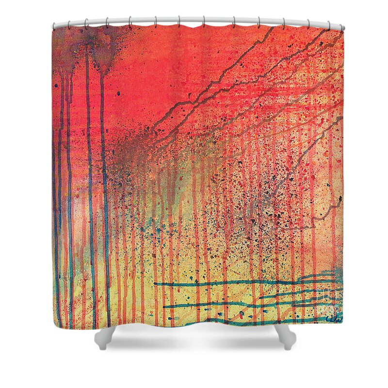 Abstract Shower Curtain featuring the painting Acid Rain by Walt Brodis