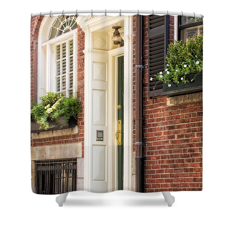 Acorn Street Shower Curtain featuring the photograph Acorn Street Door And Windows by Susan Candelario
