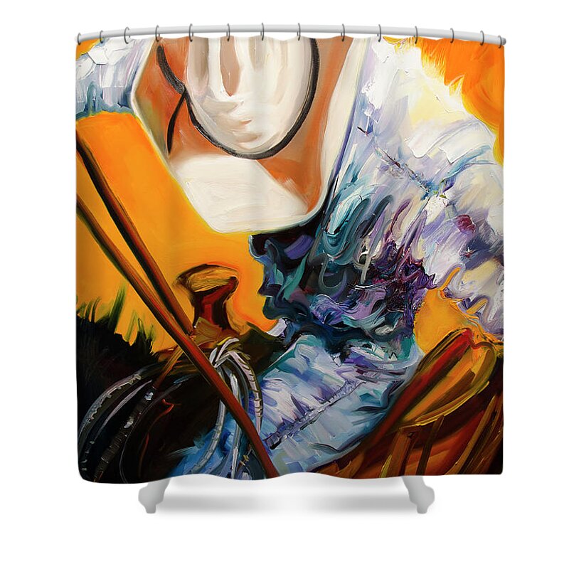 Rodeo Shower Curtain featuring the painting Action Jackson by Diane Whitehead