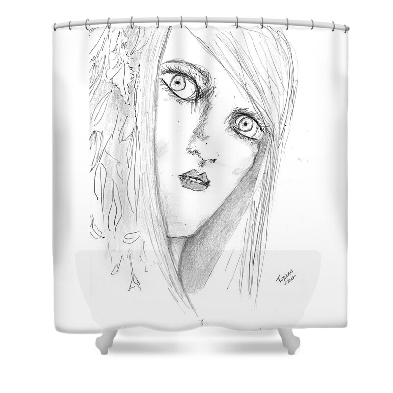 Drawing Shower Curtain featuring the drawing Adal by Dan Twyman