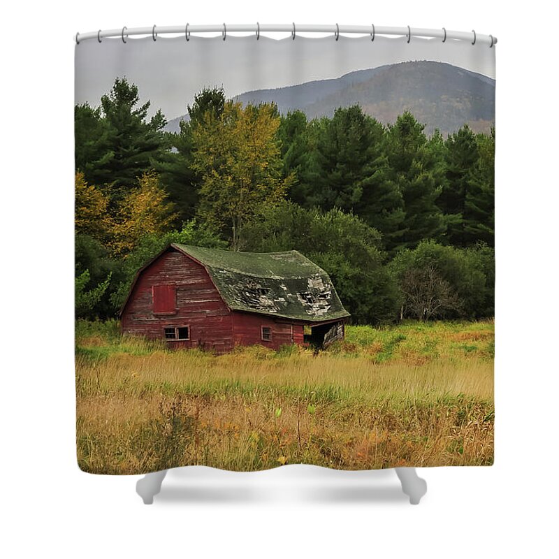 Terry D Photography Shower Curtain featuring the photograph Adirondacks Barn in Autumn by Terry DeLuco