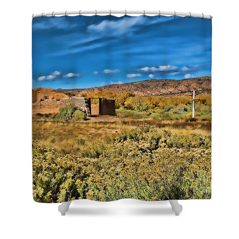 Church Shower Curtain featuring the photograph Adobe Ruins by Steven Parker
