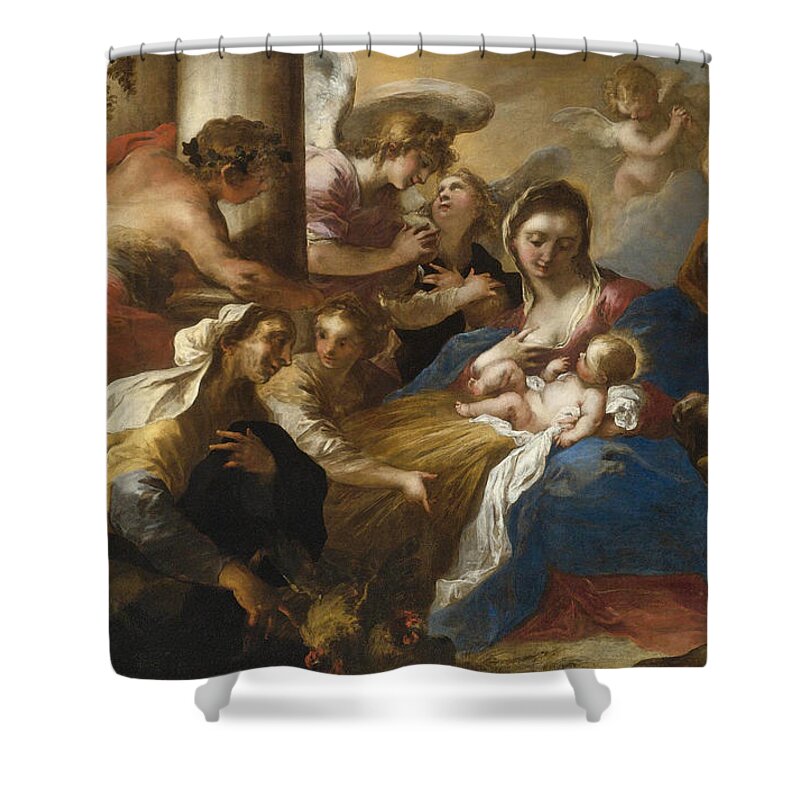 Valerio Castello Shower Curtain featuring the painting Adoration of the Shepherds by Valerio Castello