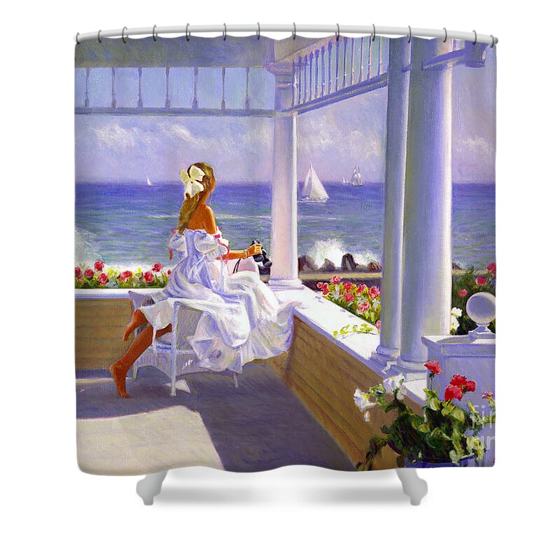 Poch Shower Curtain featuring the painting Advantage Point by Candace Lovely