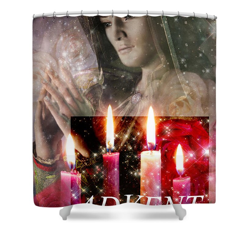 Our Lady Of Guadalupe Shower Curtain featuring the painting Advent Vision by Suzanne Silvir