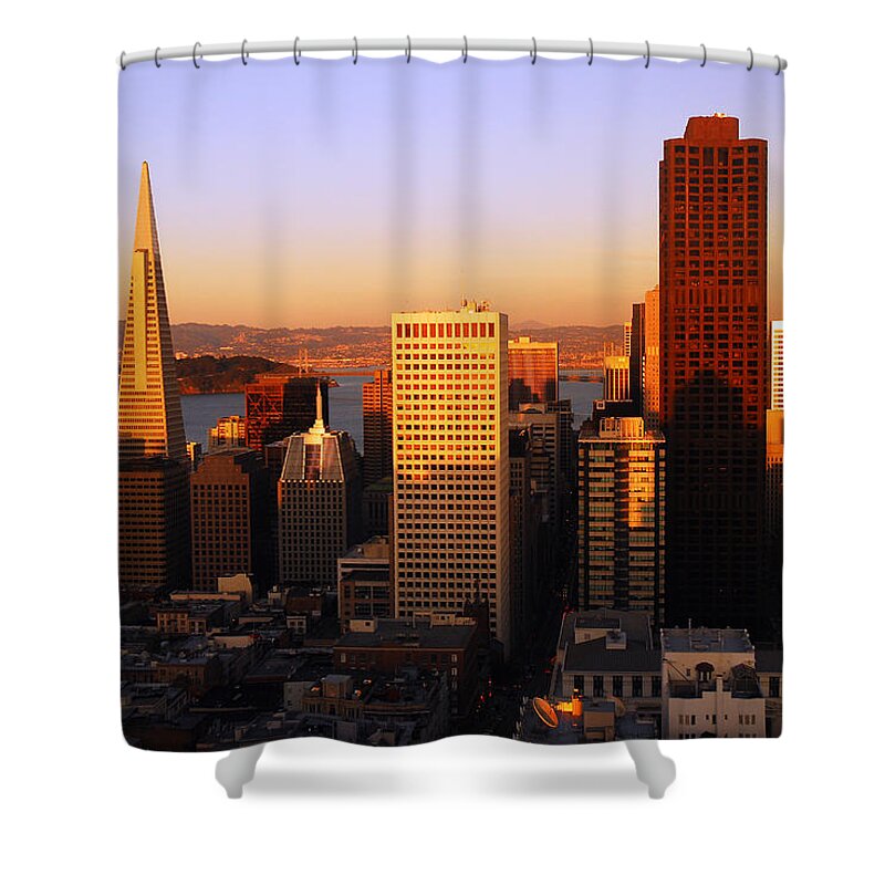 San Shower Curtain featuring the photograph Aerial of San Francisco by James Kirkikis