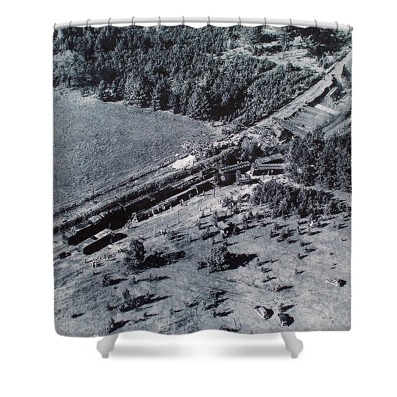 Train Shower Curtain featuring the photograph Aerial Train Wreck by Jeanne May