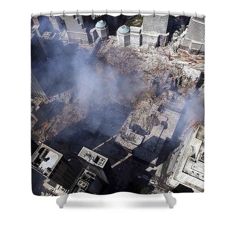 Damage Shower Curtain featuring the photograph Aerial View Of The Destruction Where by Stocktrek Images