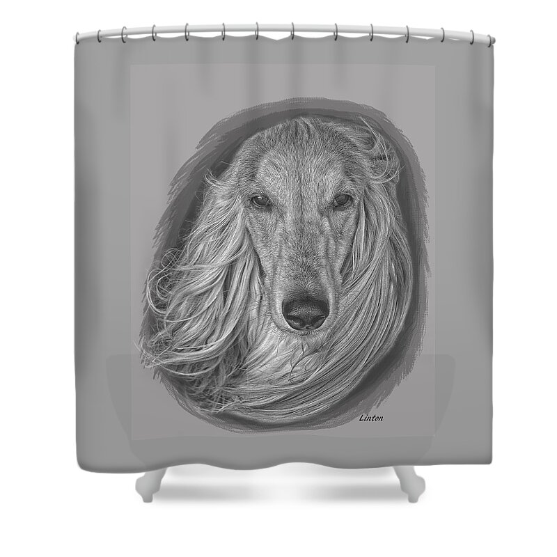 Afghan Hound Shower Curtain featuring the digital art Afghan by Larry Linton