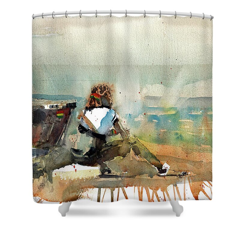 Watercolor Shower Curtain featuring the painting Africa Beyond The Frame by Gaston McKenzie