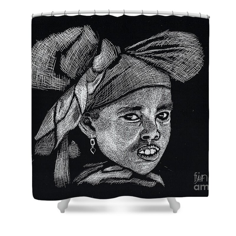 African Shower Curtain featuring the digital art African girl by Yenni Harrison