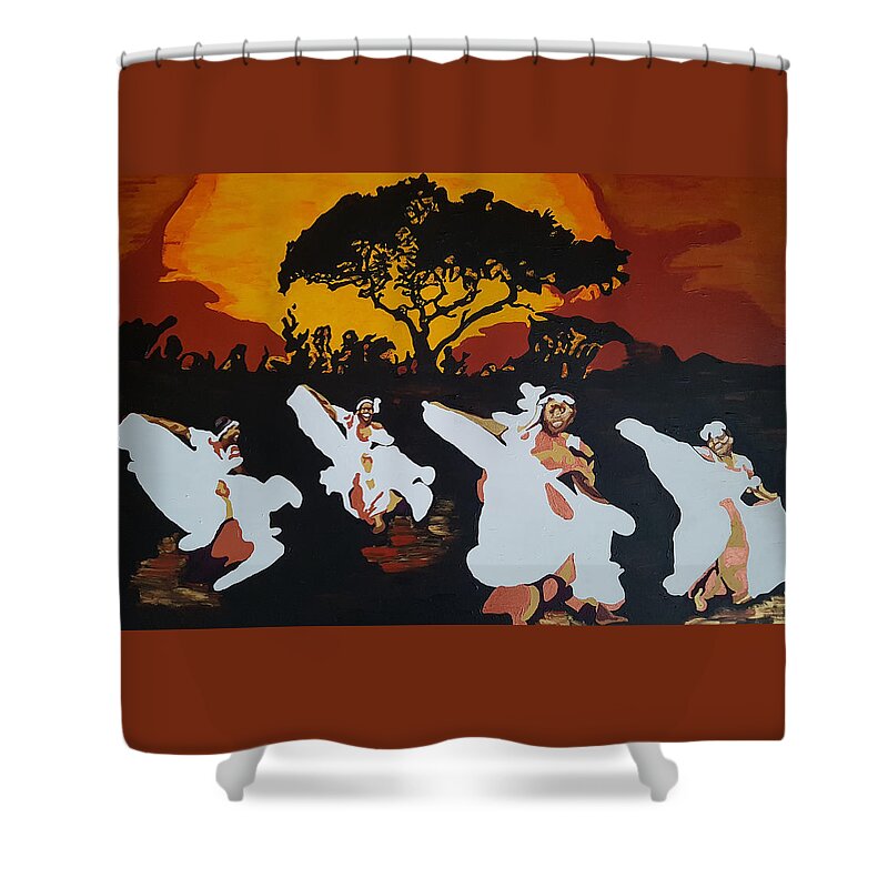 Afro Shower Curtain featuring the painting Afro Carib Dance by Rachel Natalie Rawlins