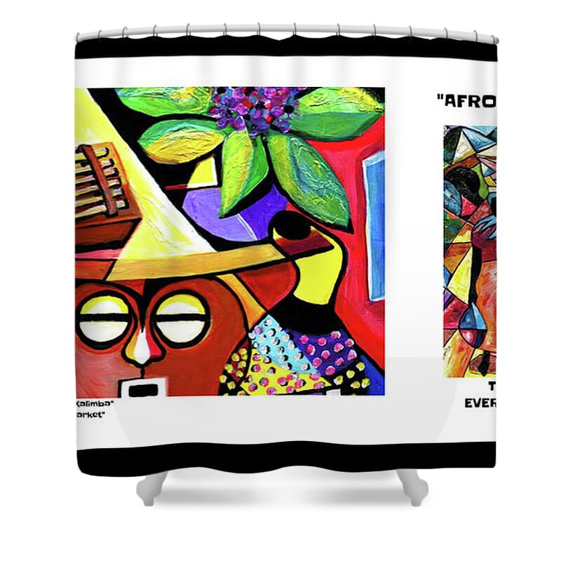 Everett Spruill Shower Curtain featuring the mixed media AFROCENTRICITY - Coffee Table Book by Everett Spruill