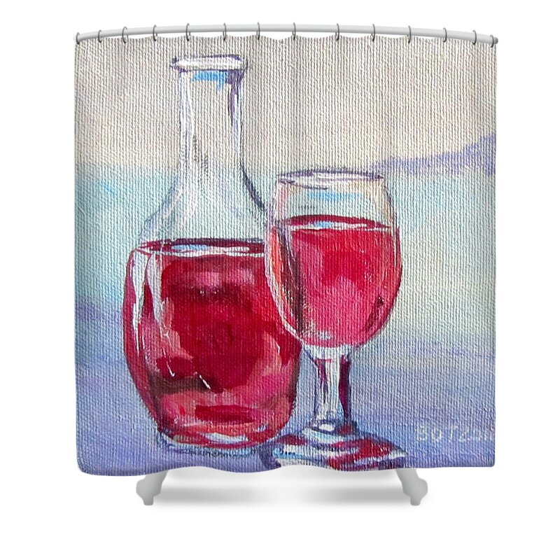 Wine Shower Curtain featuring the painting After 5 by Barbara O'Toole