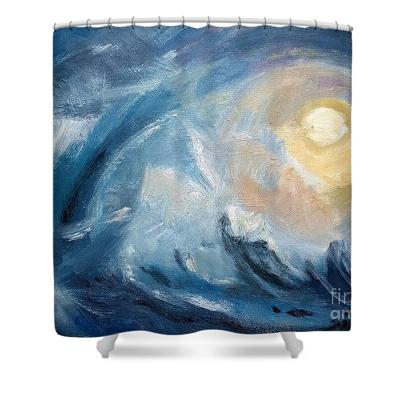 Oil On Canvas Shower Curtain featuring the painting After every storm the sun will shine by Lidija Ivanek - SiLa