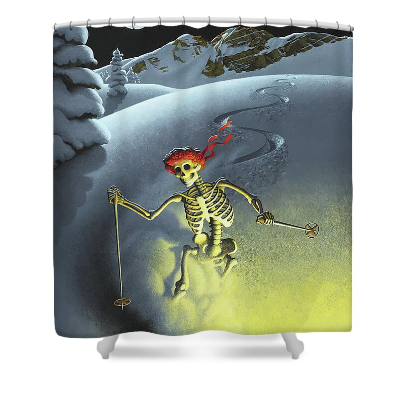 Ski Shower Curtain featuring the painting After Hours by Chris Miles