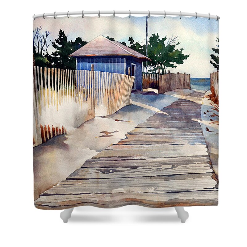 Landscape Shower Curtain featuring the painting After the Boys of Summer by Mick Williams