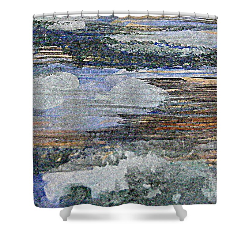 Gouache Landscape Abstract Painting Shower Curtain featuring the painting After the Flood by Nancy Kane Chapman