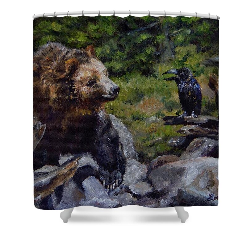 Bear Shower Curtain featuring the painting Afternoon Neigh-bear by Lori Brackett