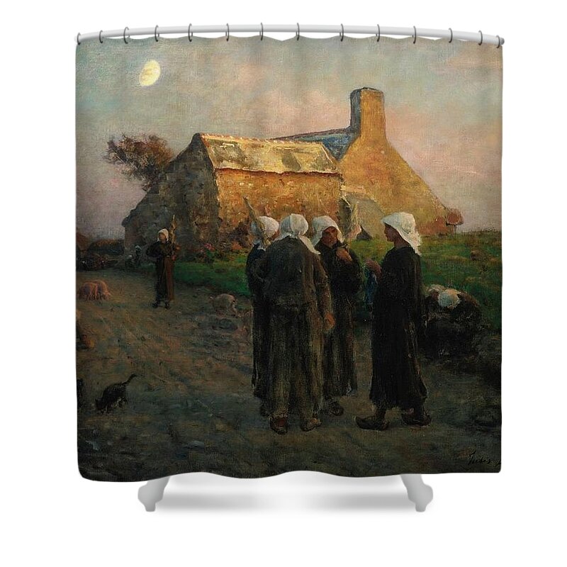 Jules Breton (french Shower Curtain featuring the painting Afternoon Repast by Jules Breton