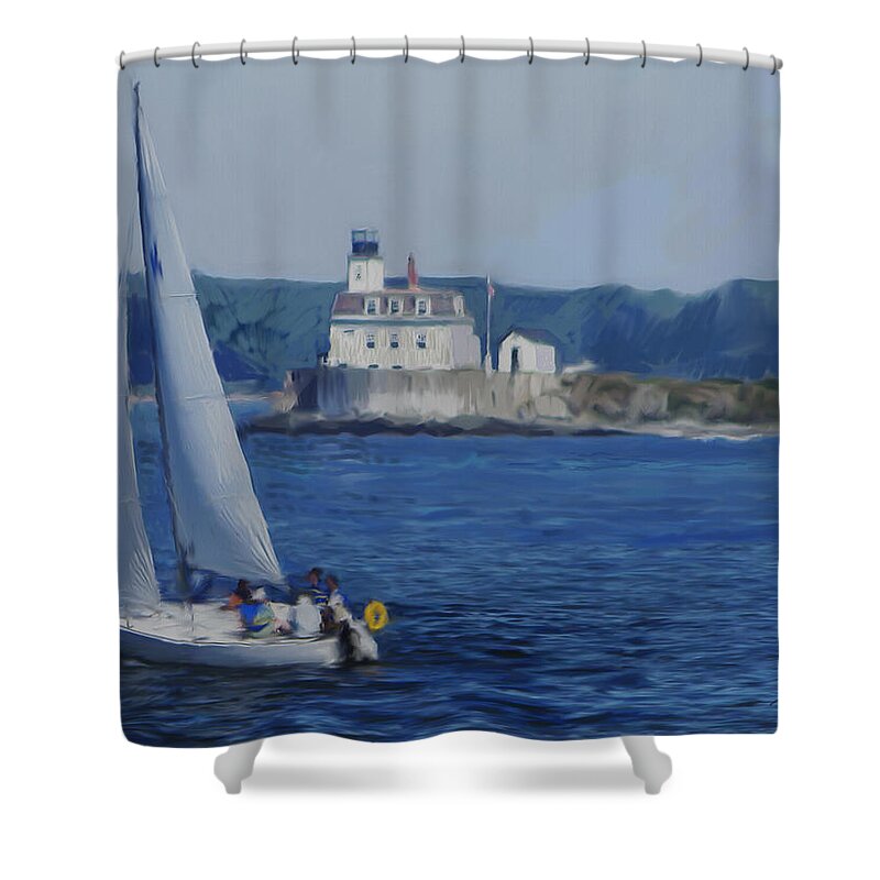 Sail Boat Shower Curtain featuring the painting Afternoon Sail by Thomas Tribby