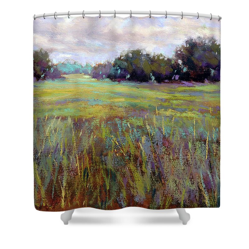 Peaceful Field Shower Curtain featuring the painting Afternoon Serenity by Susan Jenkins