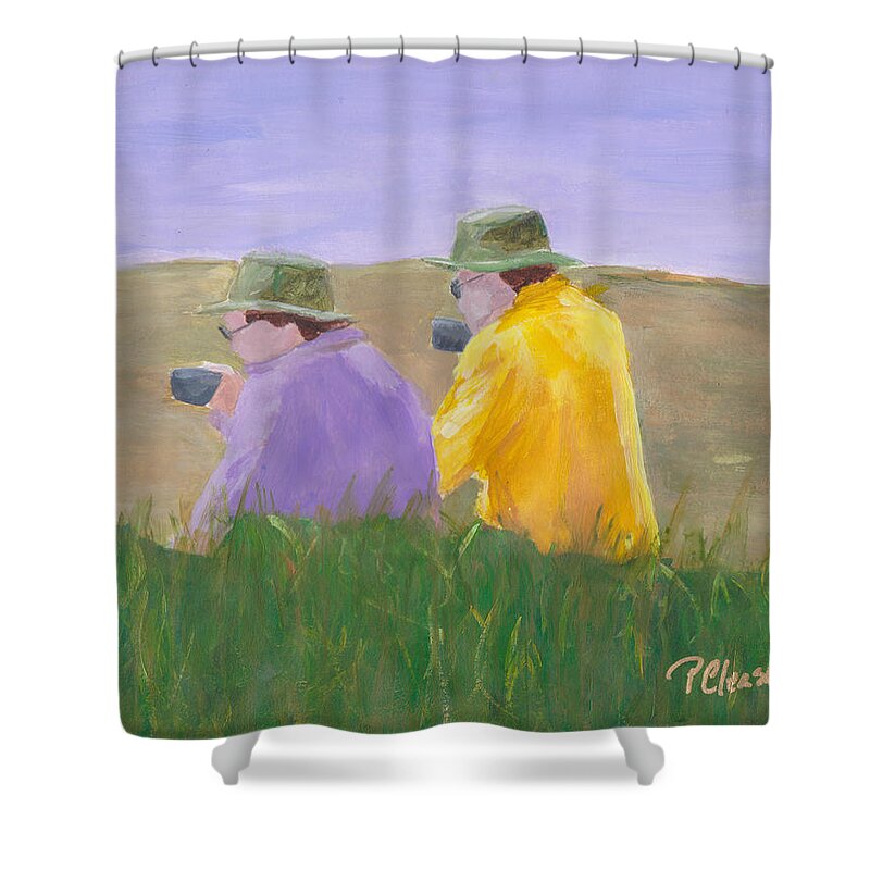 Hiking Shower Curtain featuring the painting Afternoon Tea by Patricia Cleasby