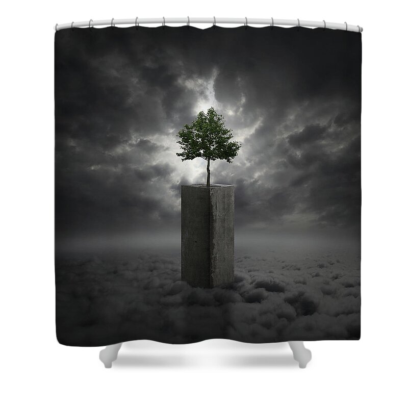 Cloud Shower Curtain featuring the digital art Against All Odds by Zoltan Toth