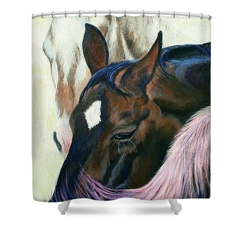 Horse Shower Curtain featuring the painting Ageing Gracefully by Page Holland