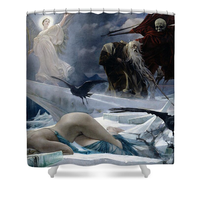 Ahasuerus Shower Curtain featuring the painting Ahasuerus at the End of the World by Adolph Hiremy Hirschl