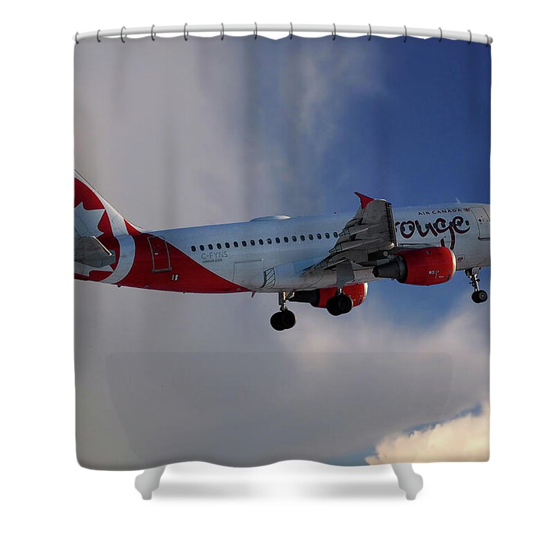 Air Canada Rouge Shower Curtain featuring the photograph Air Canada Rouge Airbus A319-114 by Smart Aviation