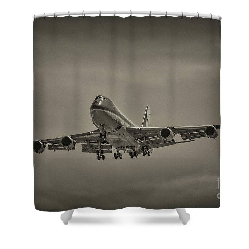 Air Force One Shower Curtain featuring the photograph Air Force One Sepia by Dale Powell
