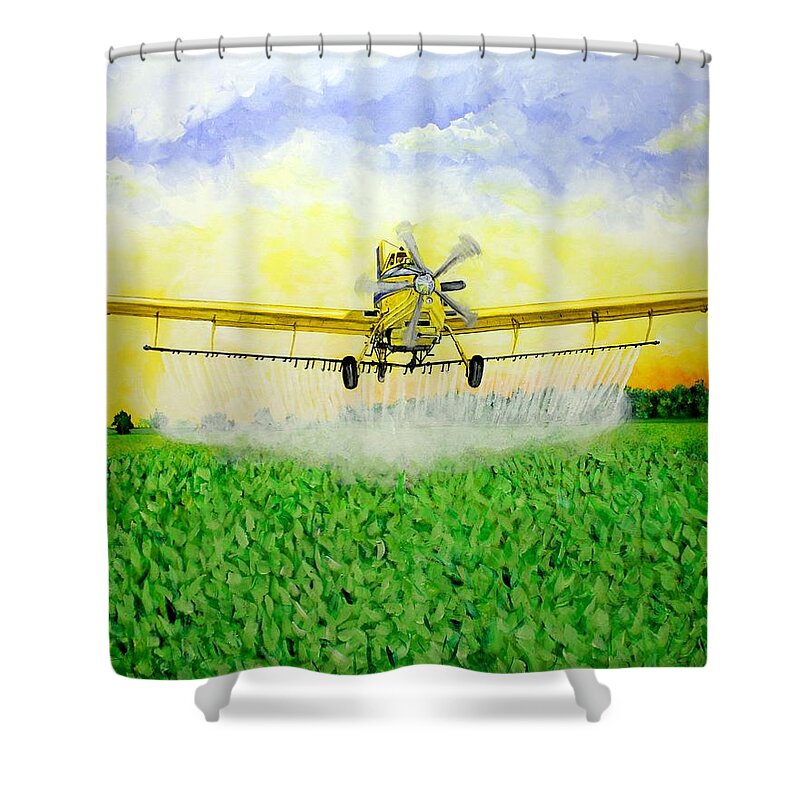 Air Tractor Shower Curtain featuring the painting Air Tractor Crop Duster by Karl Wagner