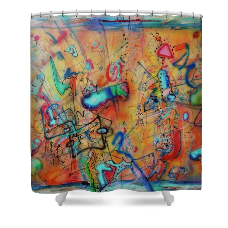  Digital Shower Curtain featuring the painting Digital Landscape, Airbrush 1 by Pierre Dijk