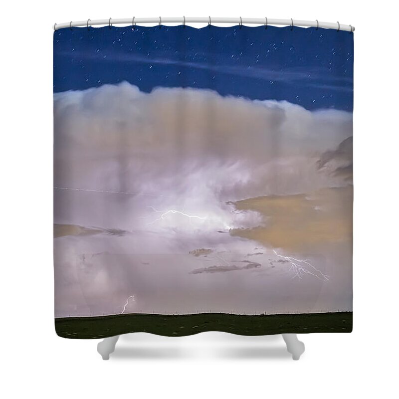Storm Shower Curtain featuring the photograph Airliner Lightning Strikes by James BO Insogna